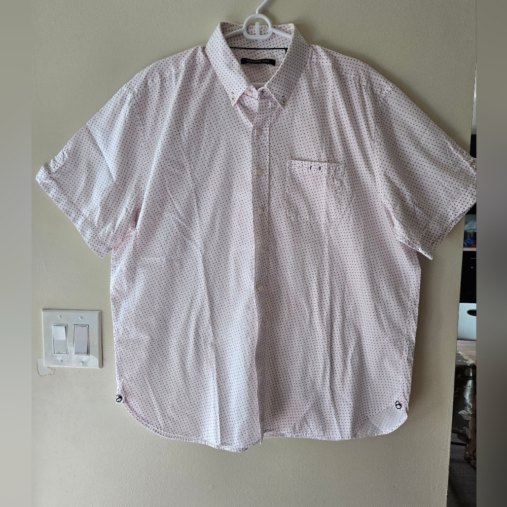 Hammer Made Men's White and Pink Patterned Short Sleeve Shirt Size XL Button Up